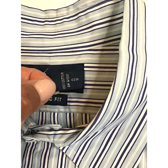 RALPH LAUREN-MENS BLUE STRIPPED CLASSIC FIT BUTTON-DOWN LONG SLEEVE SIZE X-LARGE - Picture 5 of 7